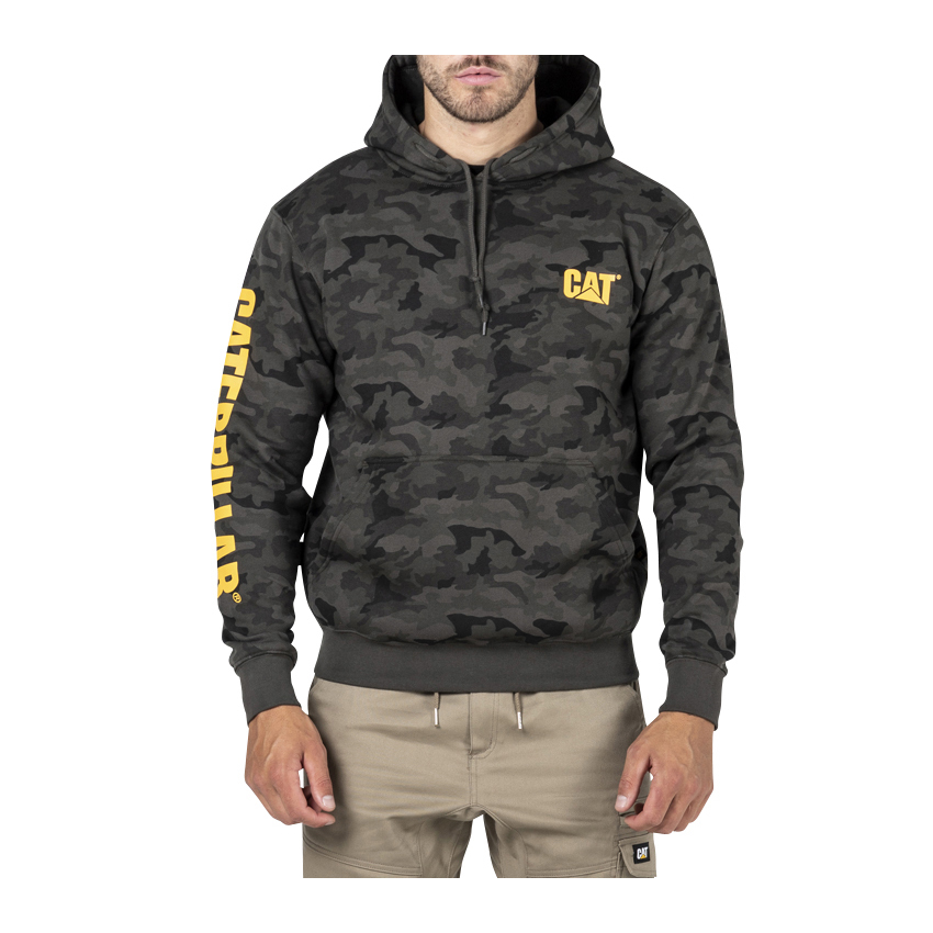 Caterpillar Trademark Banner Hooded Sweat Philippines - Mens Hoodies - Camo 49873YTDH